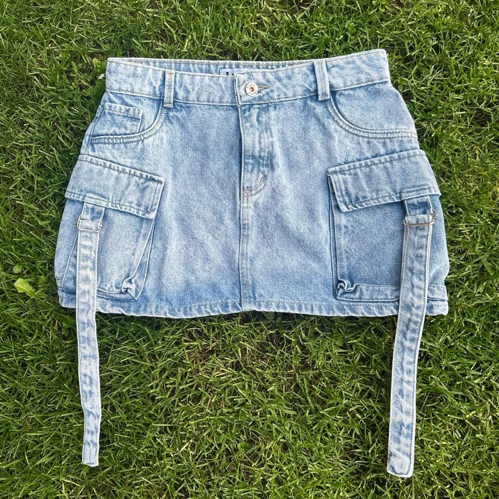 Mini Denim Cargo Skirt with Pockets
